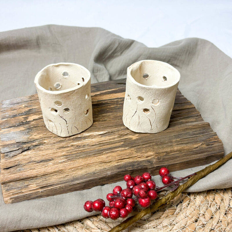 Keramik Teelichthalter natur