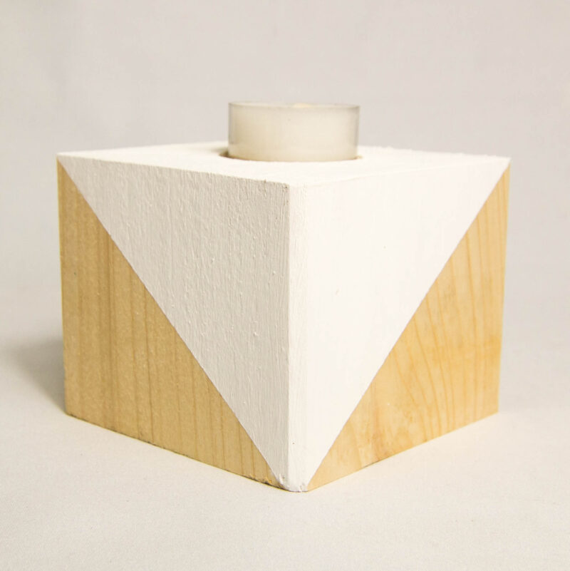 Teelichthalter Holzwürfel - weiß