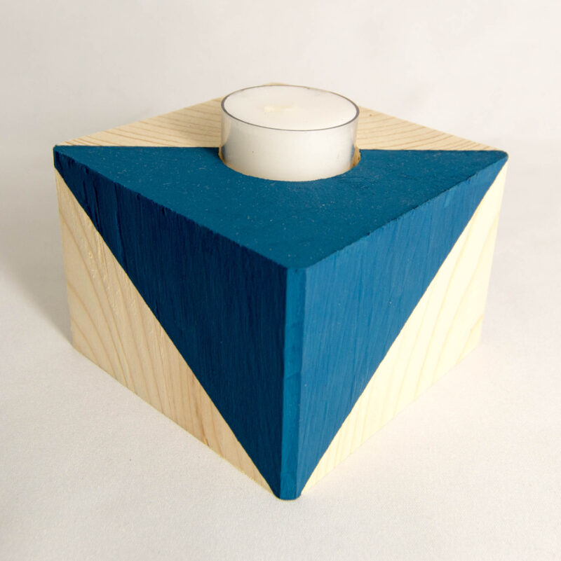 Teelichthalter Holzwürfel - blau