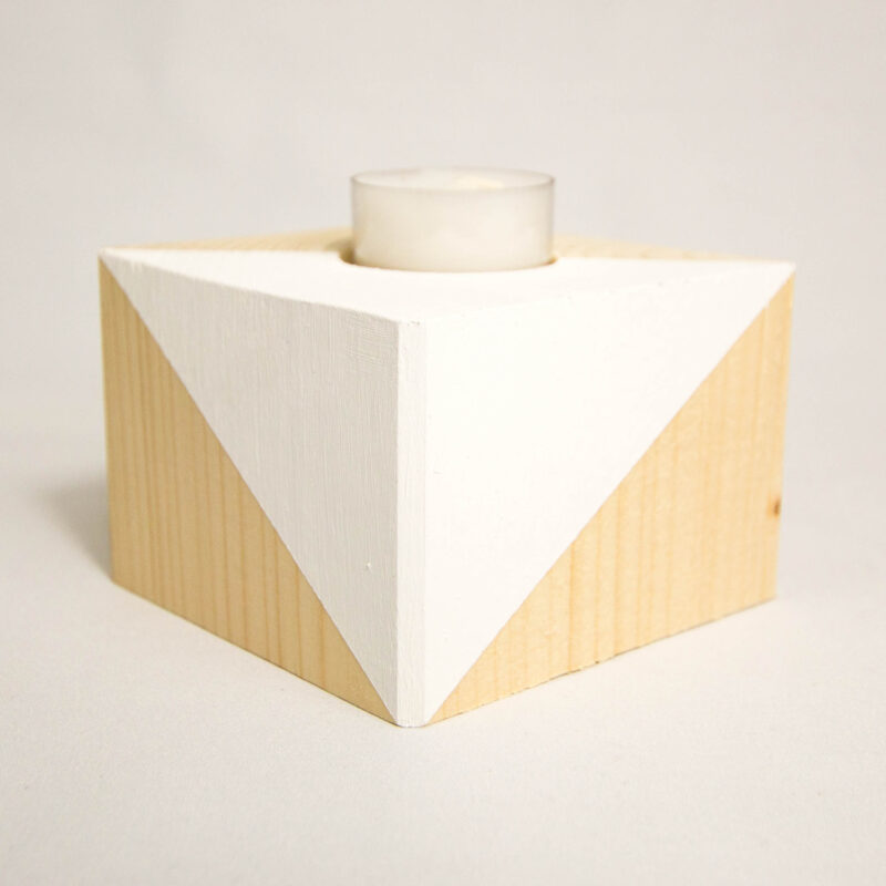Teelichthalter Holzwürfel - weiß