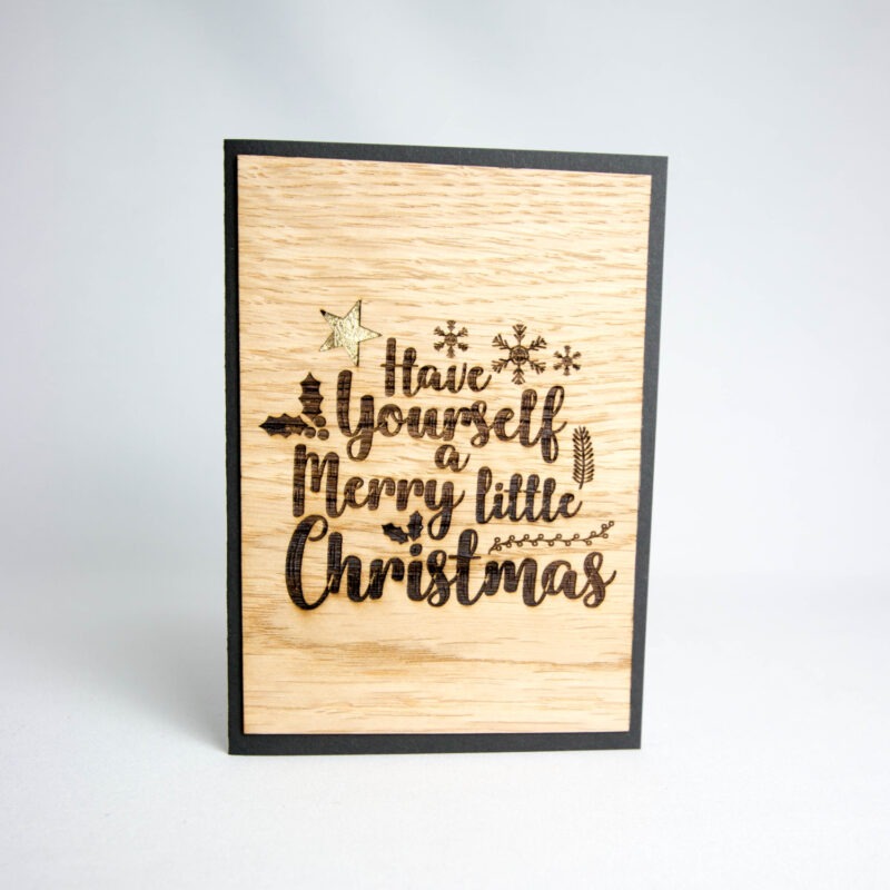 Holz-Weihnachtskarte "Have yourself a Merry little Christmas"