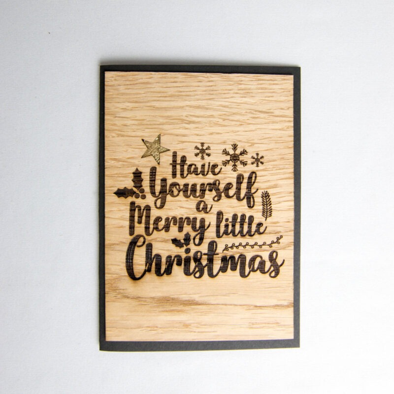 Holz-Weihnachtskarte "Have yourself a Merry little Christmas"