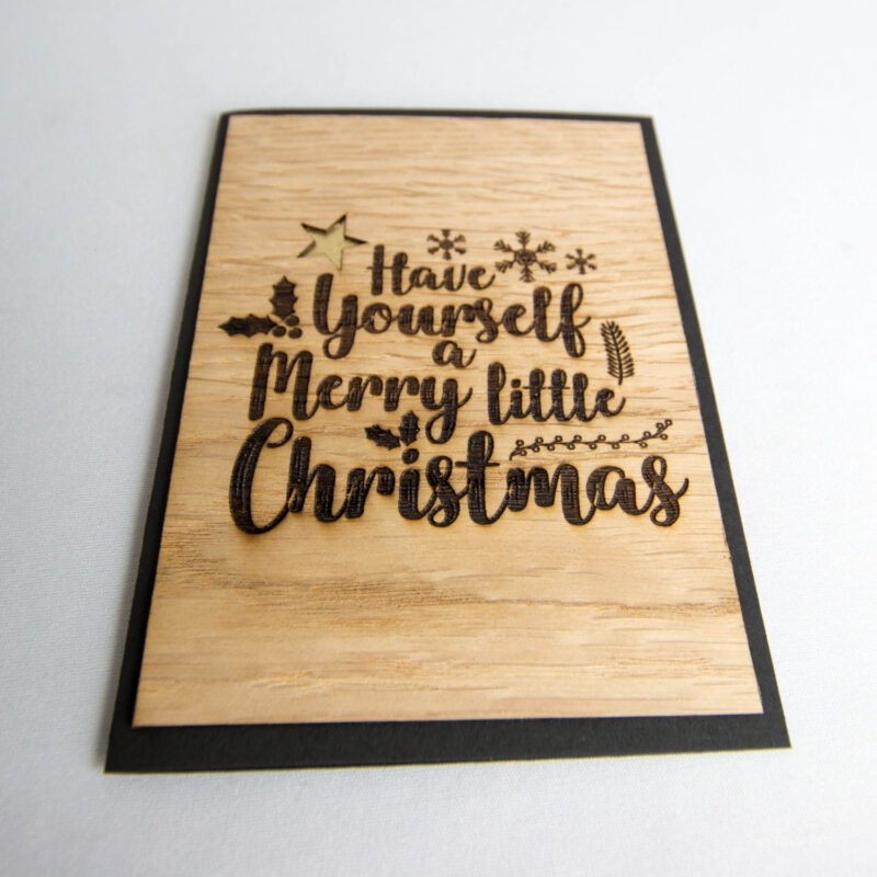 Holz-Weihnachtskarte "Have yourself a Merry little Christmas"