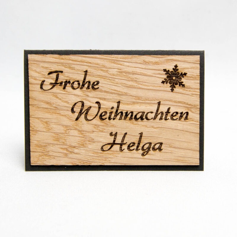Holz-Platzkarte "Frohe Weihnachten"