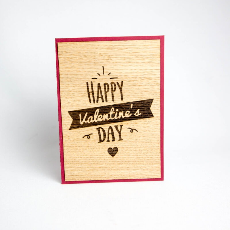 Holz-Karte "Happy Valentine's Day"