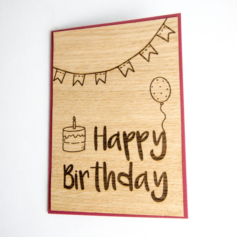 Holz-Karte "Happy Birthday"