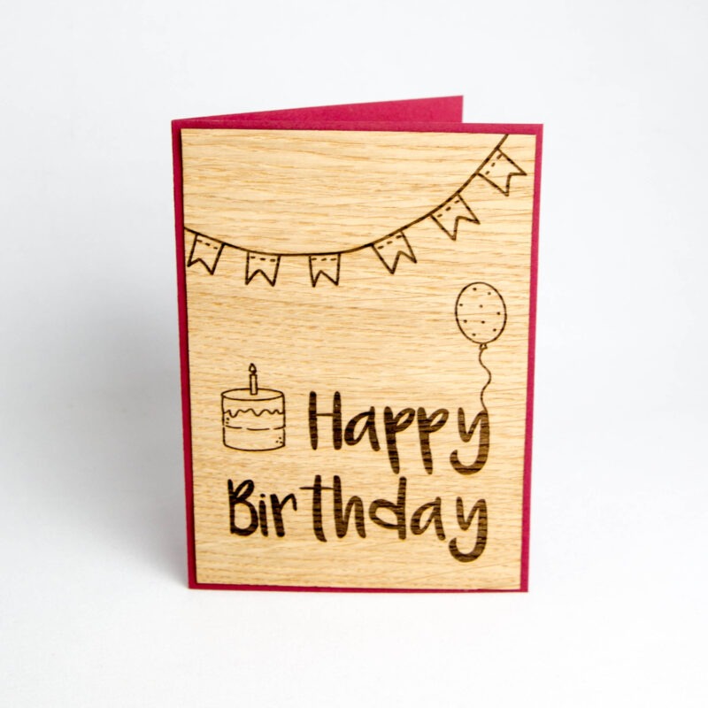 Holz-Karte "Happy Birthday"