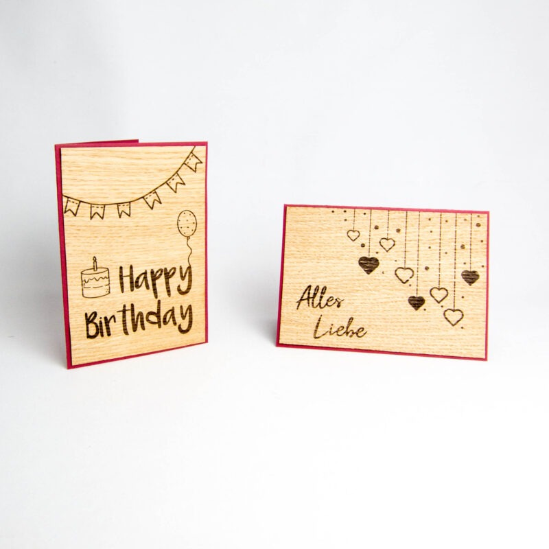 Holz-Karte "Alles Liebe" & Happy Birthday