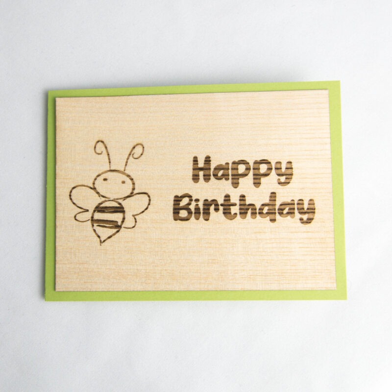 Holz-Karte "Happy Birthday" & Bine