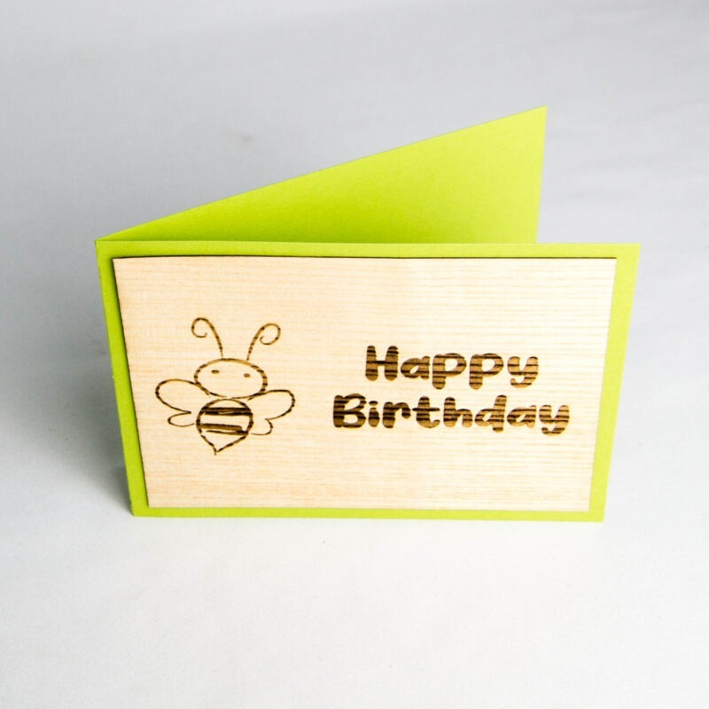 Holz-Karte "Happy Birthday" & Bine