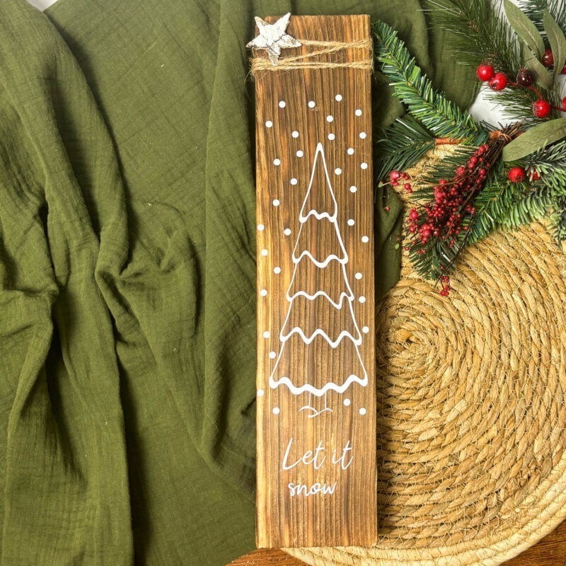 Weihnachtliches Holzschild "Let it snow"