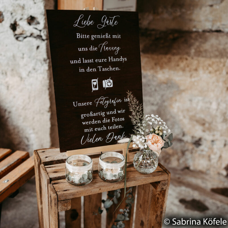 Hochzeitsschild Fotograf