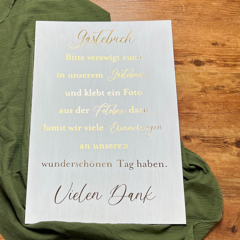 Hochzeitsschild Gästebuch