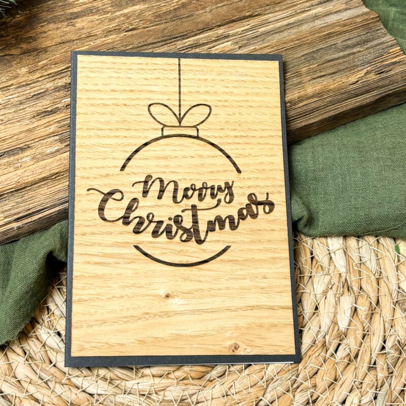 Holz-Weihnachtskarte "Merry Christmas"
